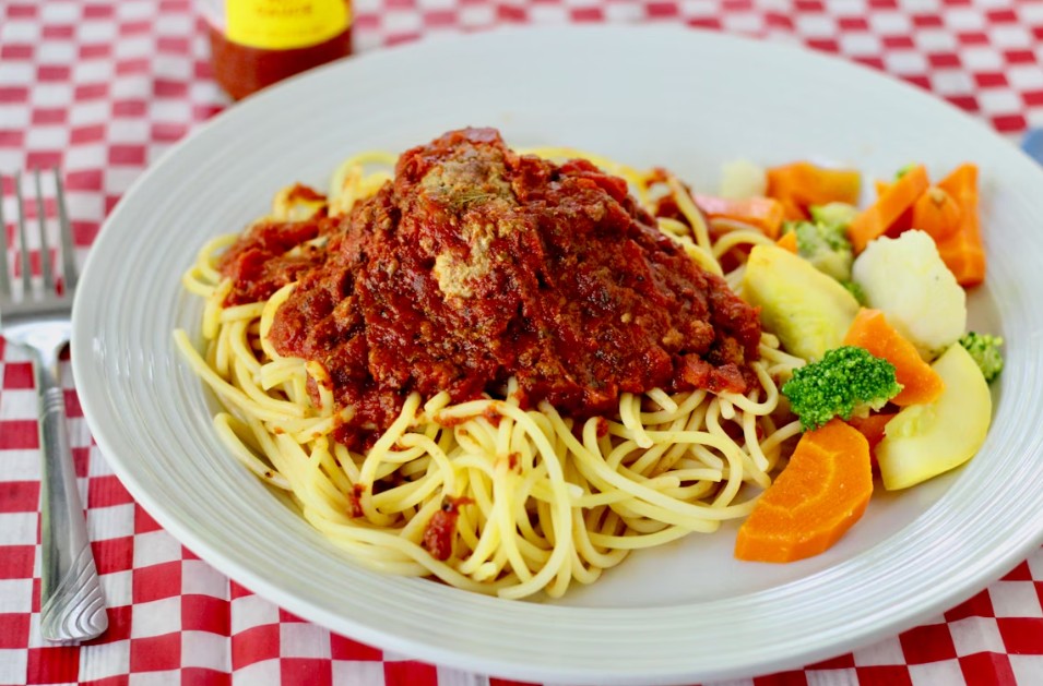 red sauce pasta using ground pork