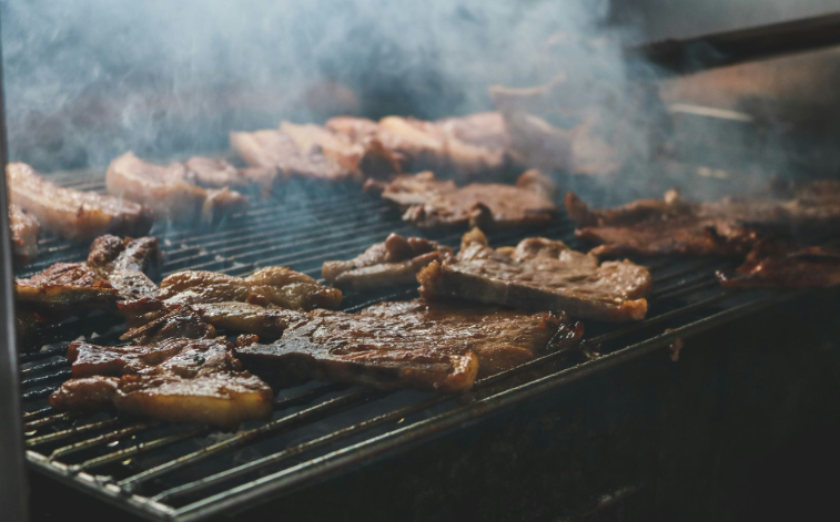 Pork chops being grilled